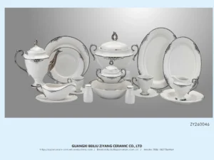 Sliver Patterned 60 Pcs  Ceramic Dinner Set New Bone China Tableware Factory