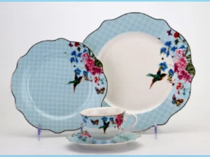Gold Rim With Embossed Floral  37 pcs Ceramic Dinner Set New Bone China Tableware Factory