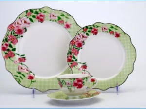 Gold Rim With Embossed Floral  46 pcs Ceramic Dinner Set New Bone China Tableware Factory